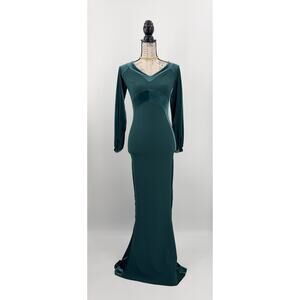 B51 CHIARA BONI Marlo Trumpet Long Maxi Gown 2 Off Shoulder Evening Long Sleeve